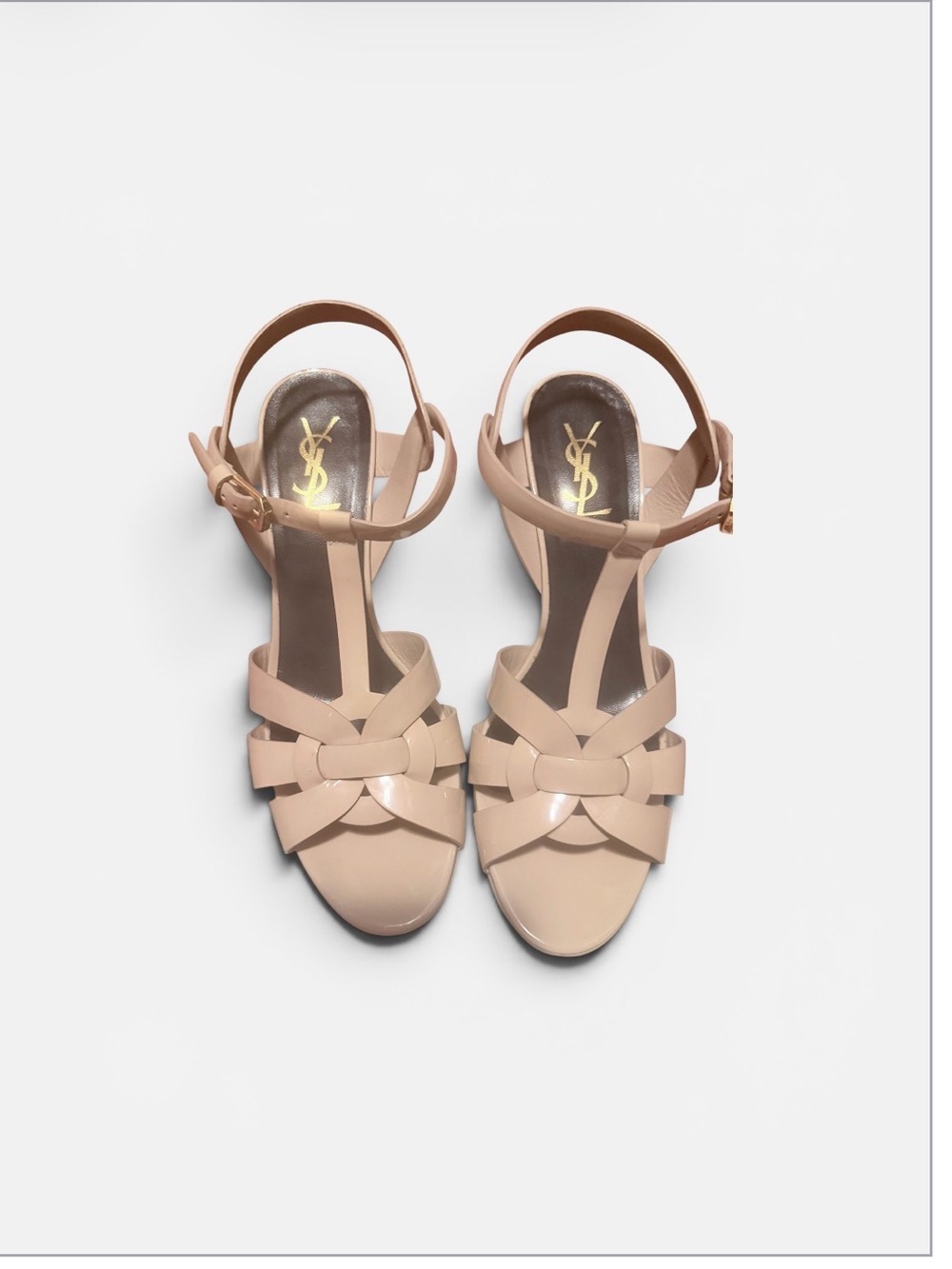 Saint Laurent Tribute Platform Sandals in Patent Leather Size 40